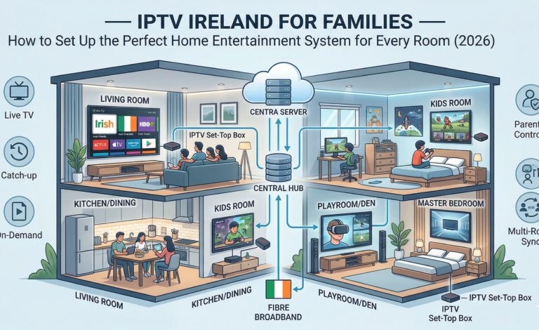 IPTV Ireland for families multi-room setup and kids channels 2026