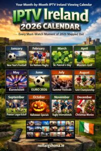 IPTV Ireland month by month viewing calendar 2026 sports events